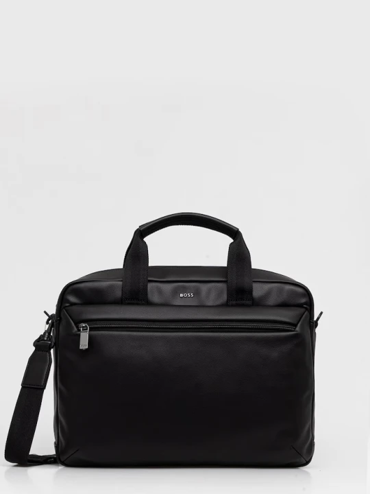 Zdjęcie produktu BOSS torba na laptopa męska z imitacji skóry Jace_Doc Case czarny