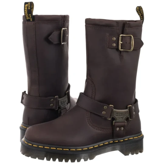 Zdjęcie produktu Botki Anistone Burnished Waxy Pull Up Wp Dark Brown 31901201 (DR114-a) Dr. Martens
