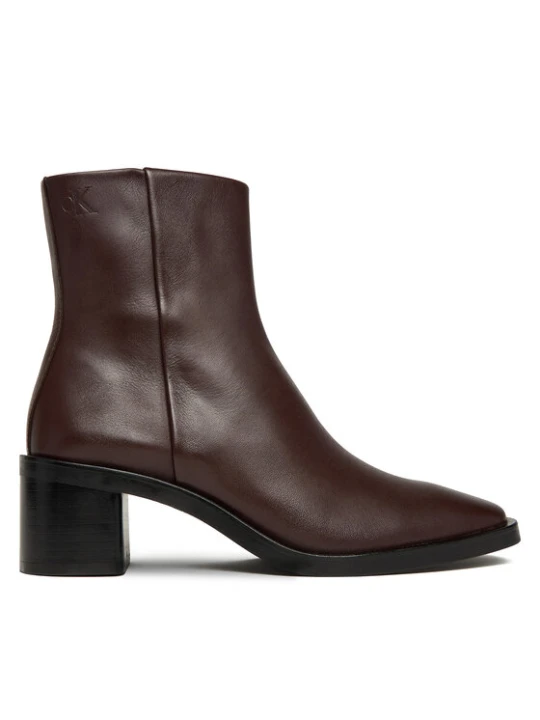 Zdjęcie produktu Botki Calvin Klein Block Heel Zip Boot Lth HW0HW02593 Bordowy