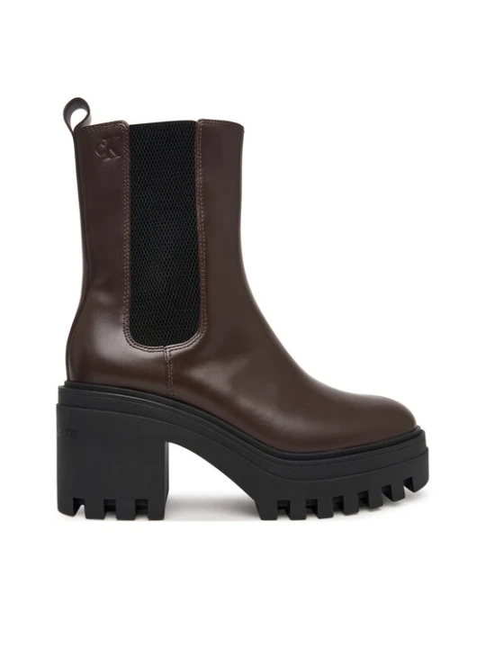 Zdjęcie produktu Botki Calvin Klein Chunky Heeled Chelsea Lth YW0YW01547 Brązowy ciemny