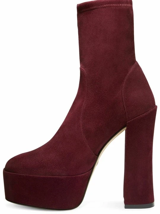 Zdjęcie produktu Botki na platformie Stuart Weitzman bordowy