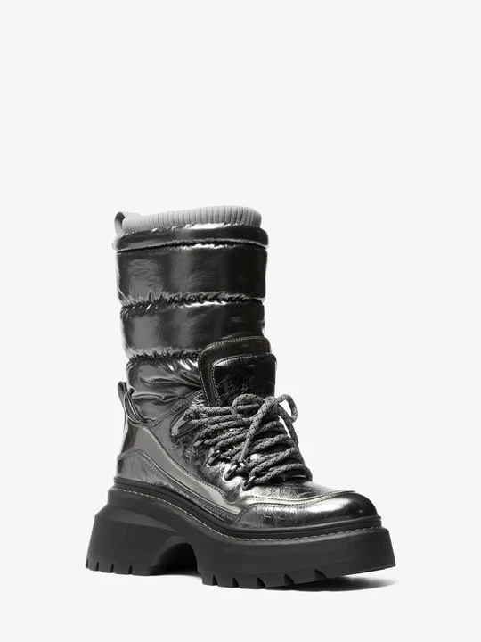 Zdjęcie produktu Botki Shiloh z metalicznych łączonych materiałów Michael Kors METAL MILITARNY (Szary)