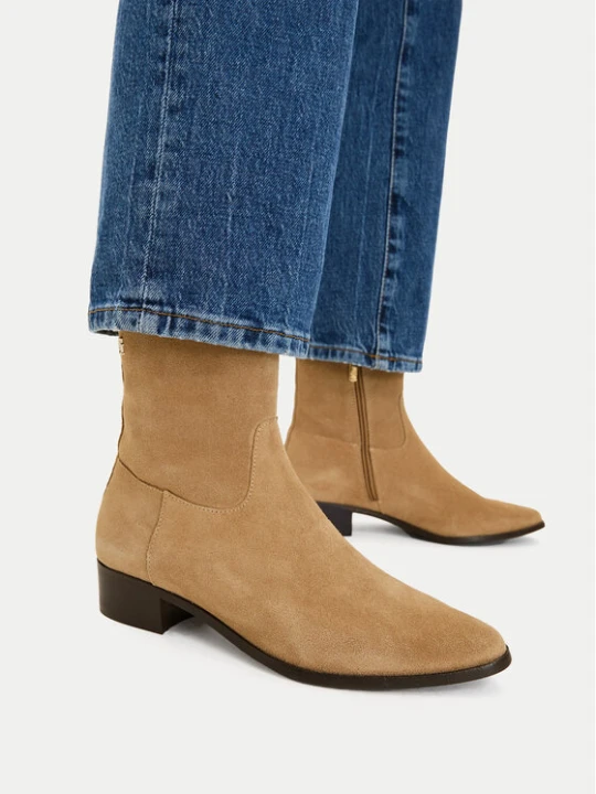 Zdjęcie produktu Botki Tommy Hilfiger Suede Ankle Boot W Zip FW0FW09922 Beżowy