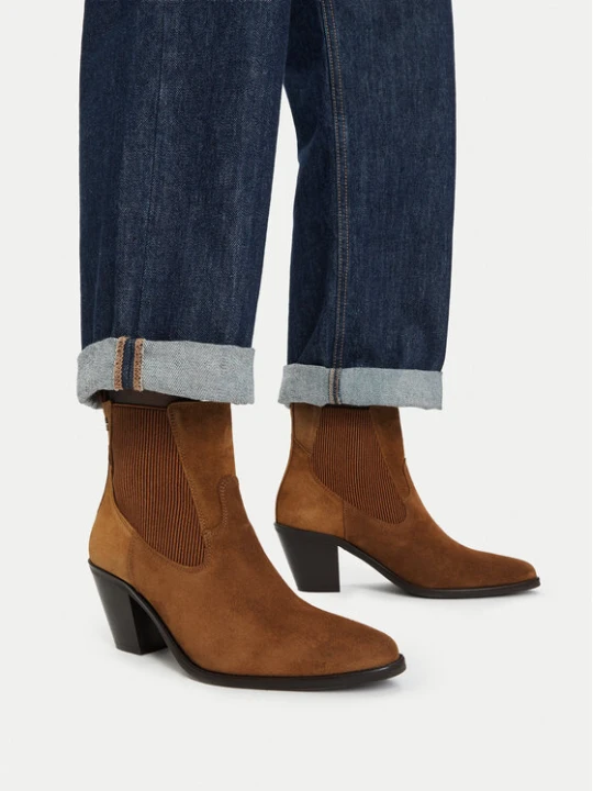 Zdjęcie produktu Botki Tommy Hilfiger Suede Western Chelsea Boot FW0FW09581 Brązowy