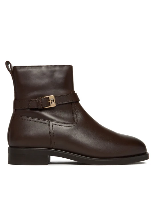 Zdjęcie produktu Botki Tommy Hilfiger Th Buckle Riding Leather Bootie FW0FW08781 Brązowy