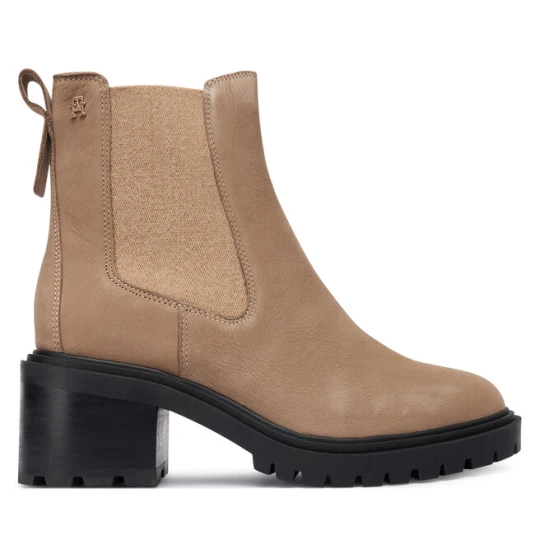 Zdjęcie produktu Botki Tommy Hilfiger Th Nubuck Chelsea Cleated Heel FW0FW09158 Beżowy