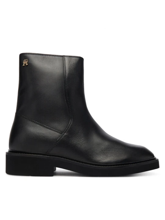 Zdjęcie produktu Botki Tommy Hilfiger Th Square Toe Leather Bootie FW0FW09046 Czarny