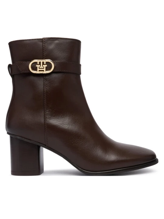 Zdjęcie produktu Botki Tommy Hilfiger Th Strap Leather Block Heel Boot FW0FW09488 Brązowy