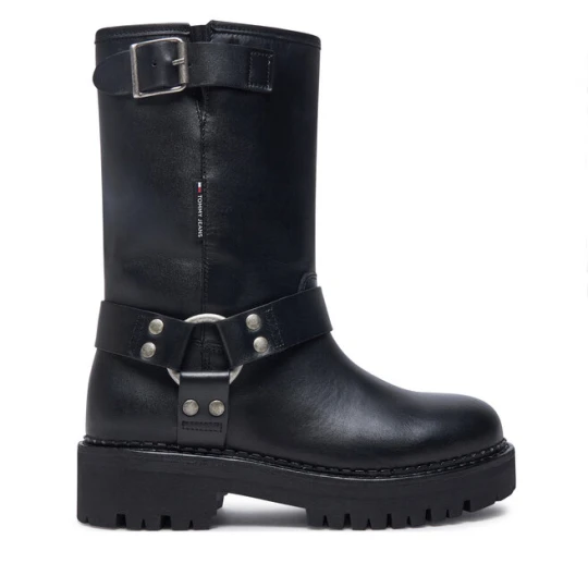Zdjęcie produktu Botki Tommy Jeans Tjw Urban Biker Boot Leather EN0EN02728 Czarny