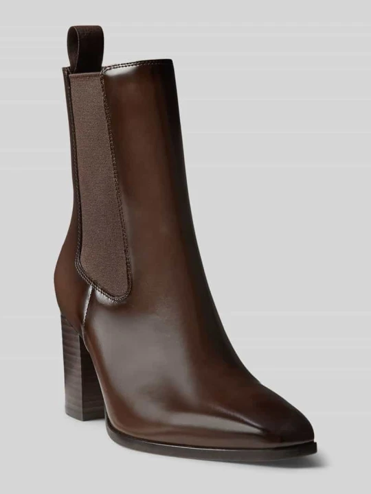 Zdjęcie produktu Botki z naturalnej skóry z detalem z logo Lauren Ralph Lauren Ciemnobrązowy