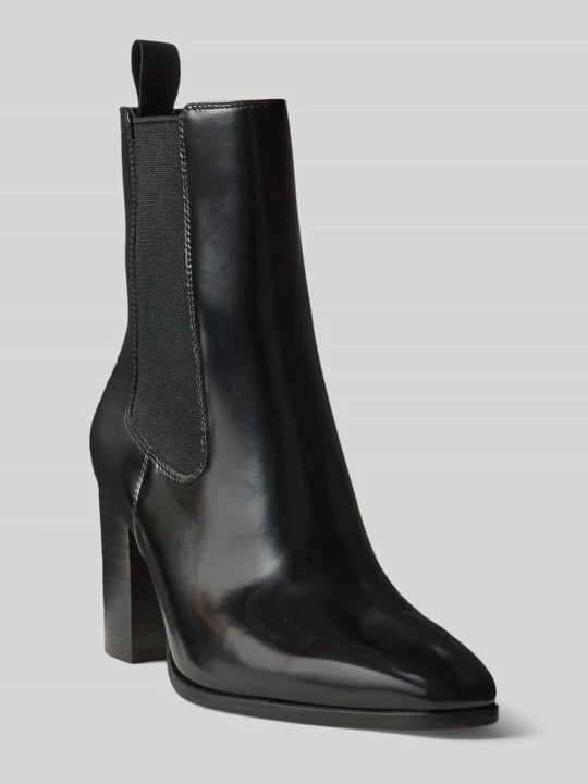 Zdjęcie produktu Botki z naturalnej skóry z detalem z logo Lauren Ralph Lauren Czarny