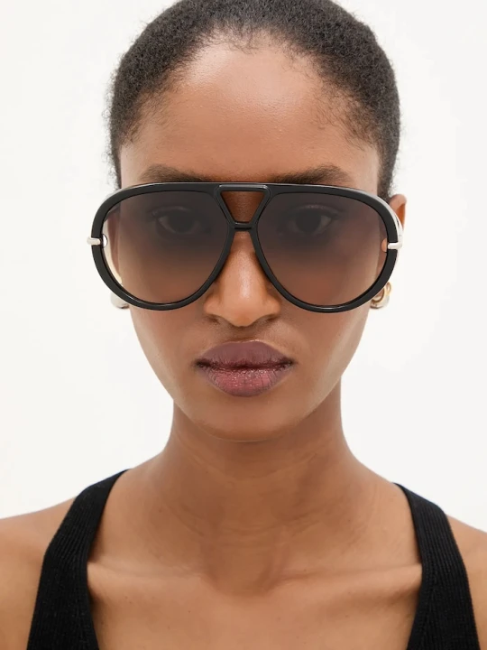 Zdjęcie produktu Bottega Veneta okulary przeciwsłoneczne pilotki damskie czarny