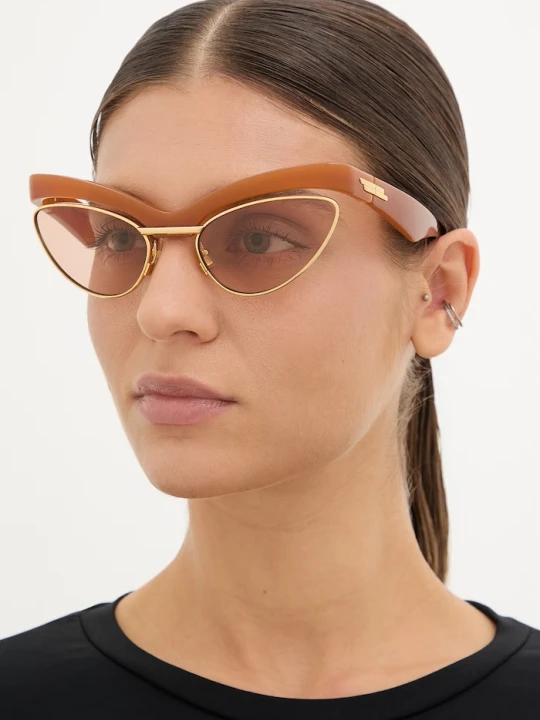 Zdjęcie produktu Bottega Veneta okulary przeciwsłoneczne kocie oczy damskie pomarańczowy