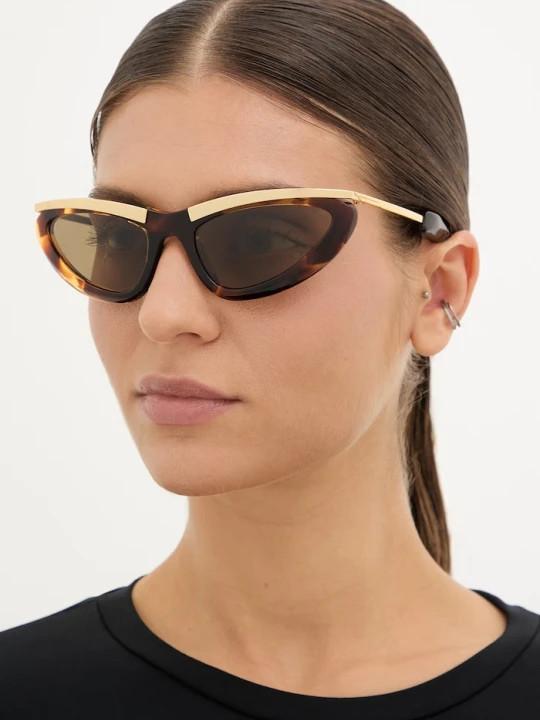 Zdjęcie produktu Bottega Veneta okulary przeciwsłoneczne kocie oczy damskie brązowy