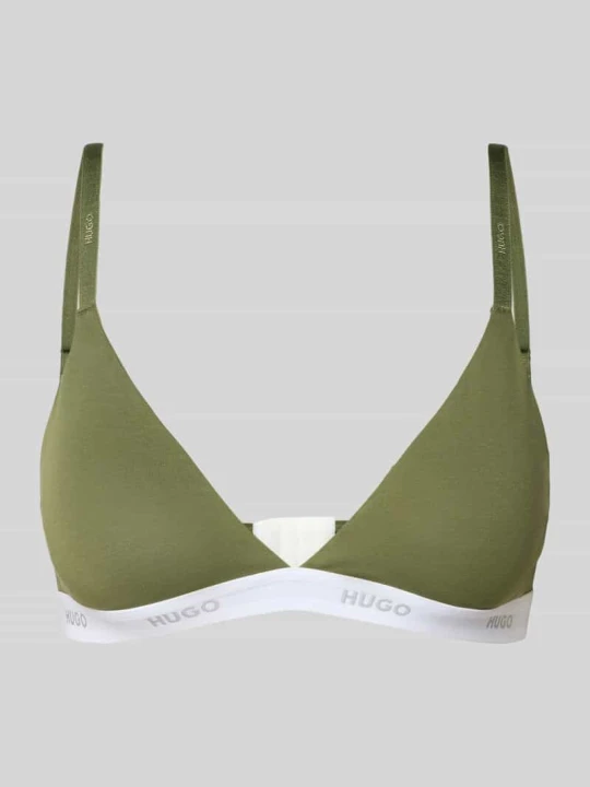 Zdjęcie produktu Braletka z mieszanki bawełny model 'HUGO ID TRIANGLE' Oliwkowy
