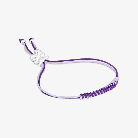 Zdjęcie produktu Bransoletka Bold Bear Z Liliowo-Fiołkowo-Różowego Sznurka, Z Misiem Ze Srebra - Tous LILAC