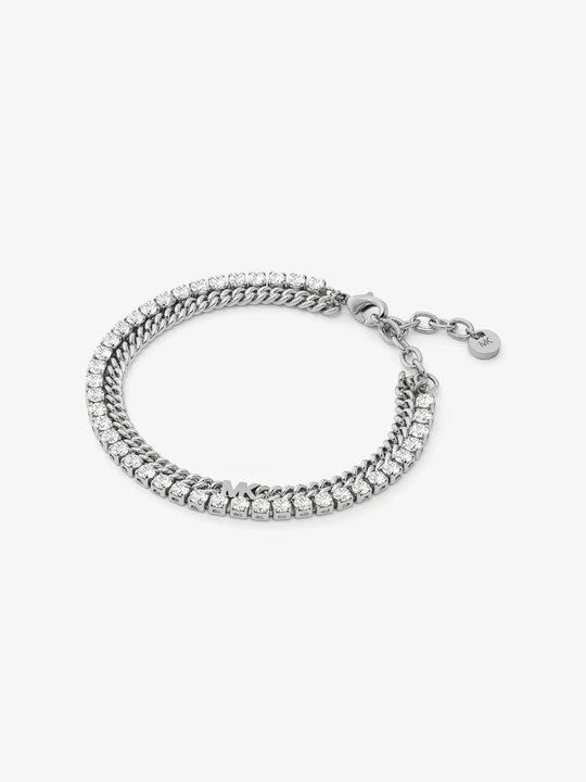 Zdjęcie produktu Bransoletka tenisowa z mosiężnego łańcuszka pokrytego metalem szlachetnym Michael Kors SREBRNY (Srebrny)