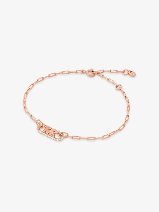 Zdjęcie produktu Bransoletka z łańcuszka ze srebra próby 925 pokryta metalem szlachetnym w stylu pavé z zawieszką z logo Empire Michael Kors ROSE GOLD (Różowozłoty)