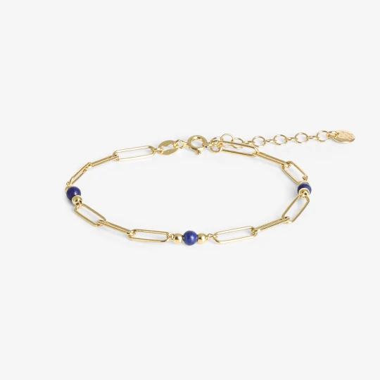 Zdjęcie produktu Bransoletka z lapis lazuli; srebrna pozłacana Ania Kruk GRANATOWY