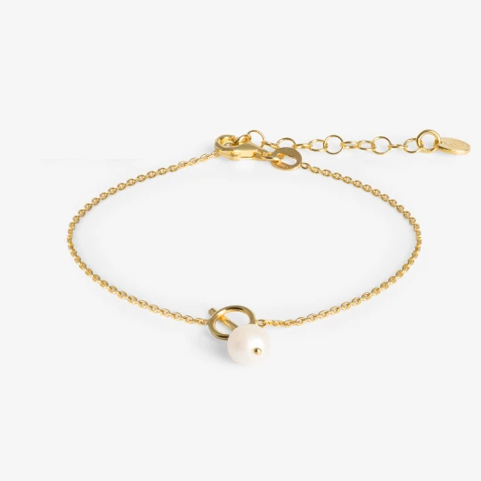 Zdjęcie produktu Bransoletka z perłą 6 mm; srebrna pozłacana Ania Kruk BIAŁY