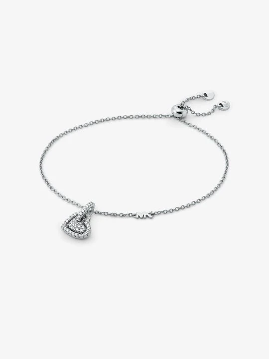 Zdjęcie produktu Bransoletka ze srebra próby 925 pokrytego metalem szlachetnym z zawieszką w kształcie serca wykończoną kryształkami pavé Michael Kors SREBRNY (Srebrny)