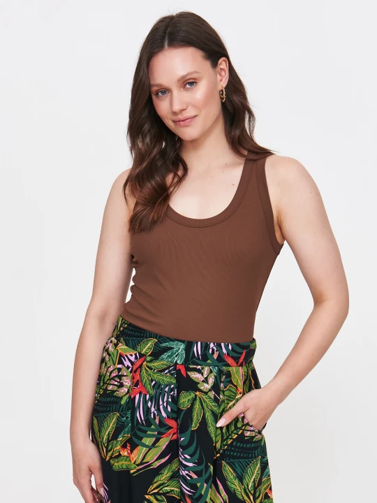 Zdjęcie produktu Brązowa bluzka na ramiączkach TOP SECRET