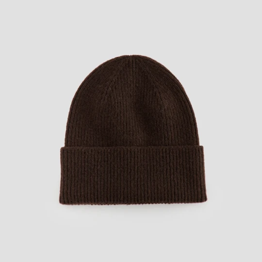 Zdjęcie produktu Brązowa czapka beanie z podwiniętym dołem House