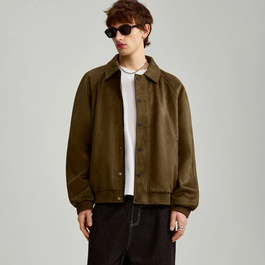 Zdjęcie produktu Brązowa kurtka bomber dad fit z imitacj zamszu House