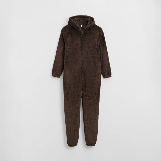 Zdjęcie produktu Brązowa piżama typu onesie z kapturem z uszkami House