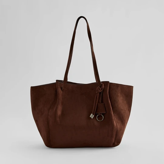 Zdjęcie produktu Brązowa torba shopper z imitacji zamszu House