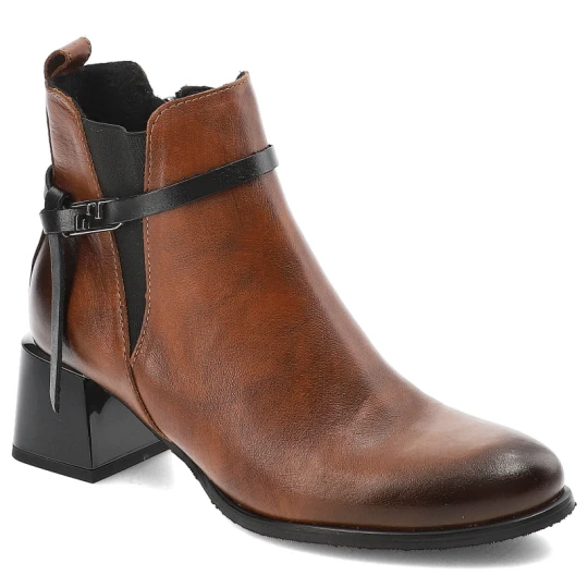Zdjęcie produktu Brązowe Botki Armodo Eleganckie Obuwie Damskie Na Obcasie