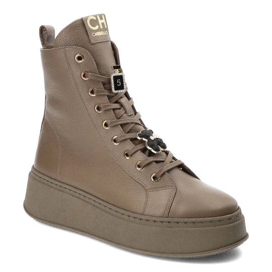 Zdjęcie produktu Brązowe Botki CheBello Skórzane Buty Damskie