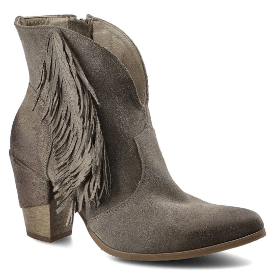 Zdjęcie produktu Botki damskie Exquisite, stabilny obcas słupkowy ozdobne frędzle na cholewce miękka konstrukcja lekka podeszwa styl boho, almond, 1196 brązowy