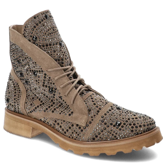 Zdjęcie produktu Brązowe Botki Exquisite Wygodne Buty Damskie