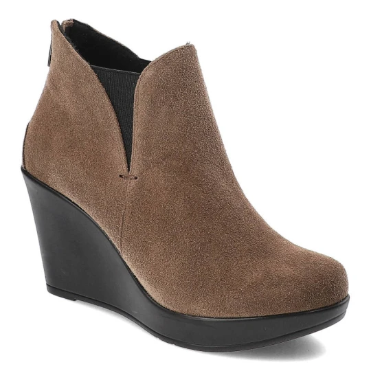 Zdjęcie produktu Brązowe Botki Karino Damskie Buty Na Koturnie