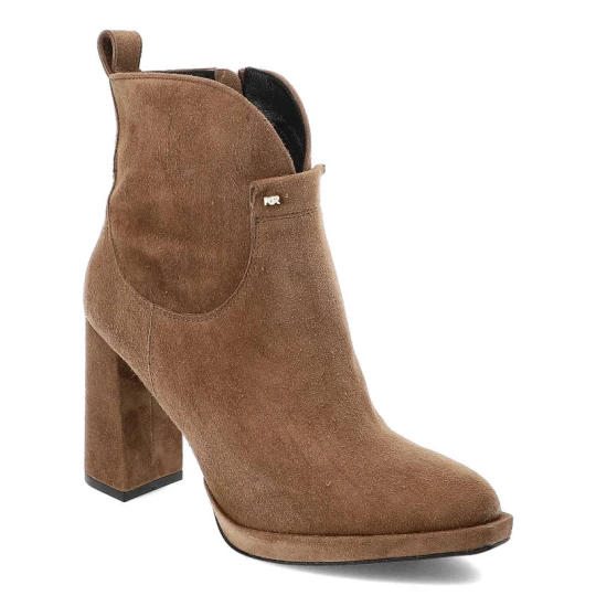 Zdjęcie produktu Brązowe Botki Karino Damskie Modne Buty Na Obcasie