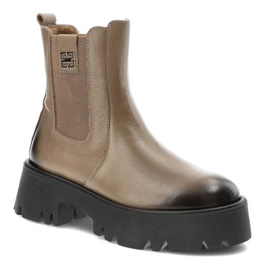 Zdjęcie produktu Brązowe Botki Lemar Damskie Modne Skórzane Buty