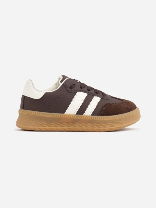 Zdjęcie produktu Brązowe Buty Sportowe Sneakersy w Stylu Retro z Szerokim Noskiem Shaima