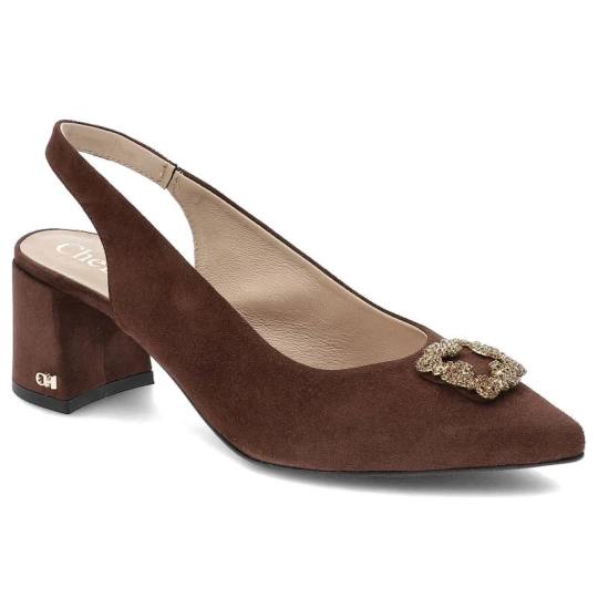 Zdjęcie produktu Brązowe Czółenka Chebello Eleganckie Skórzane Buty