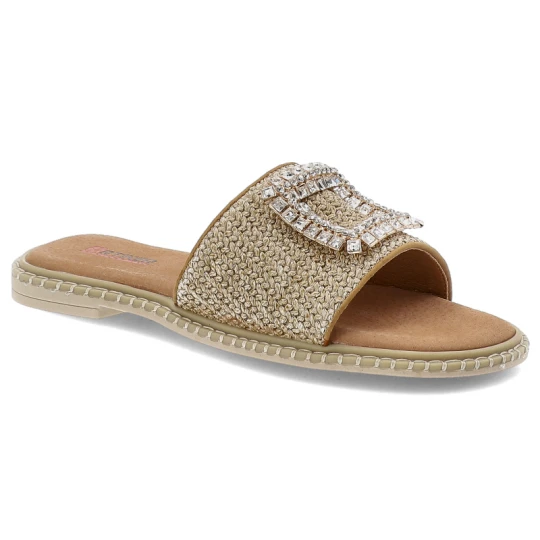 Zdjęcie produktu Klapki damskie Artiker, eleganckie boho z ozdobą na płaskim obcasie, brązowe, 56C1337