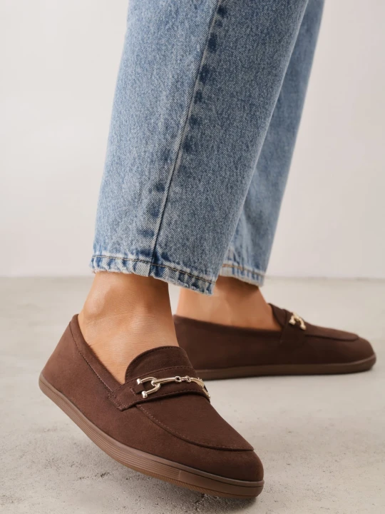 Zdjęcie produktu Brązowe Mokasyny Barefoot z Metaliczną Klamrą Jamal Ideal