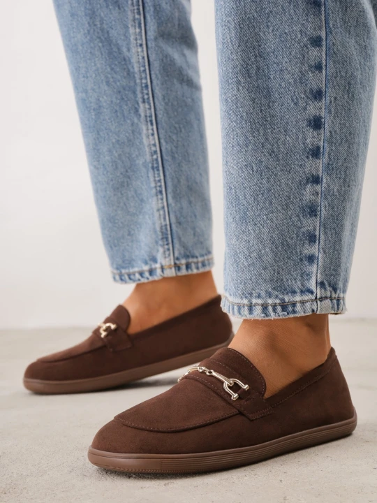 Zdjęcie produktu Brązowe Mokasyny w Stylu Barefoot z Ozdobną Klamrą i Miękką Wkładką Saied Ideal