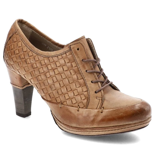Zdjęcie produktu Półbuty damskie Carinii, eleganckie i sznurowane, brązowe, B2129P