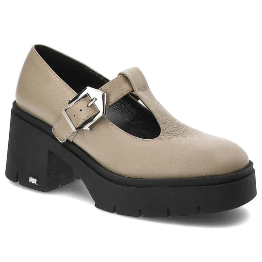 Zdjęcie produktu Brązowe Półbuty Karino Modne Skórzane Buty Damskie