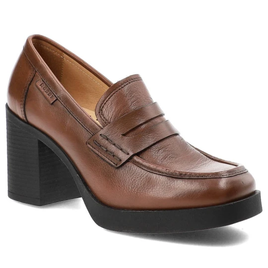 Zdjęcie produktu Brązowe Półbuty Nessi Gustowne Buty Na Obcasie