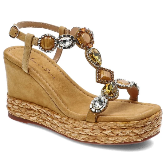 Zdjęcie produktu Brązowe Sandały Alma En Pena Eleganckie Espadryle Na Koturnie