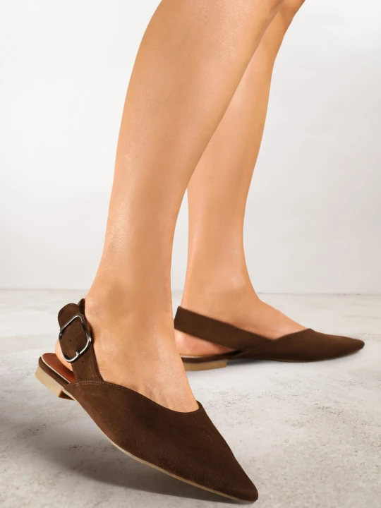 Zdjęcie produktu Brązowe Sandały Vices Typu Slingback z Wkładką ze Skóry Naturalnej Rallora