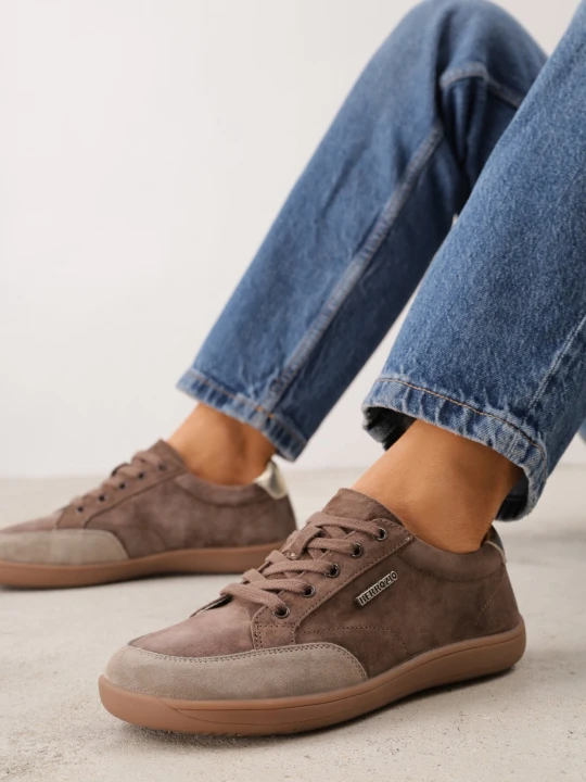 Zdjęcie produktu Brązowe Skórzane Sneakersy w Stylu Retro Tenisówek Typu Barefoot Ignatia Berrozio