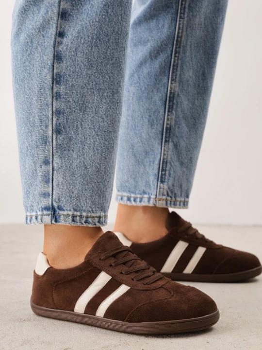 Zdjęcie produktu Brązowe Sneakersy Casual w Typie Barefoot z Imitacji Zamszu Makka Ideal