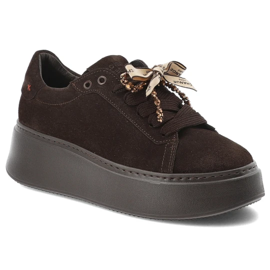 Zdjęcie produktu Brązowe Sneakersy Chebello Zamszowe Obuwie Damskie